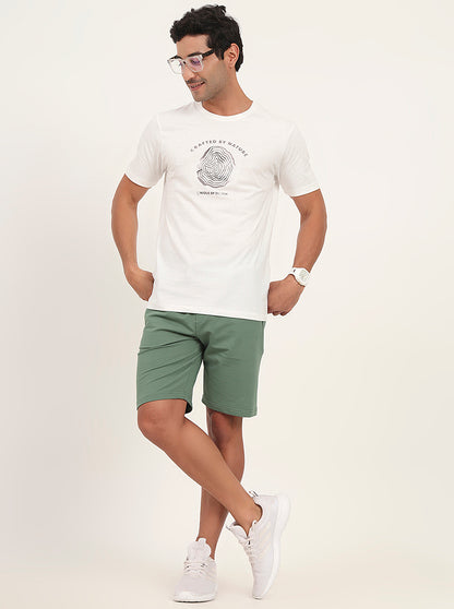 Winter Green Solid Slim Fit Shorts | JadeBlue