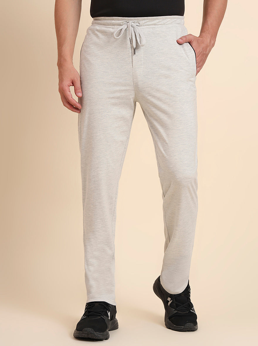 Ecru Solid Regular Fit Track Pant | JadeBlue