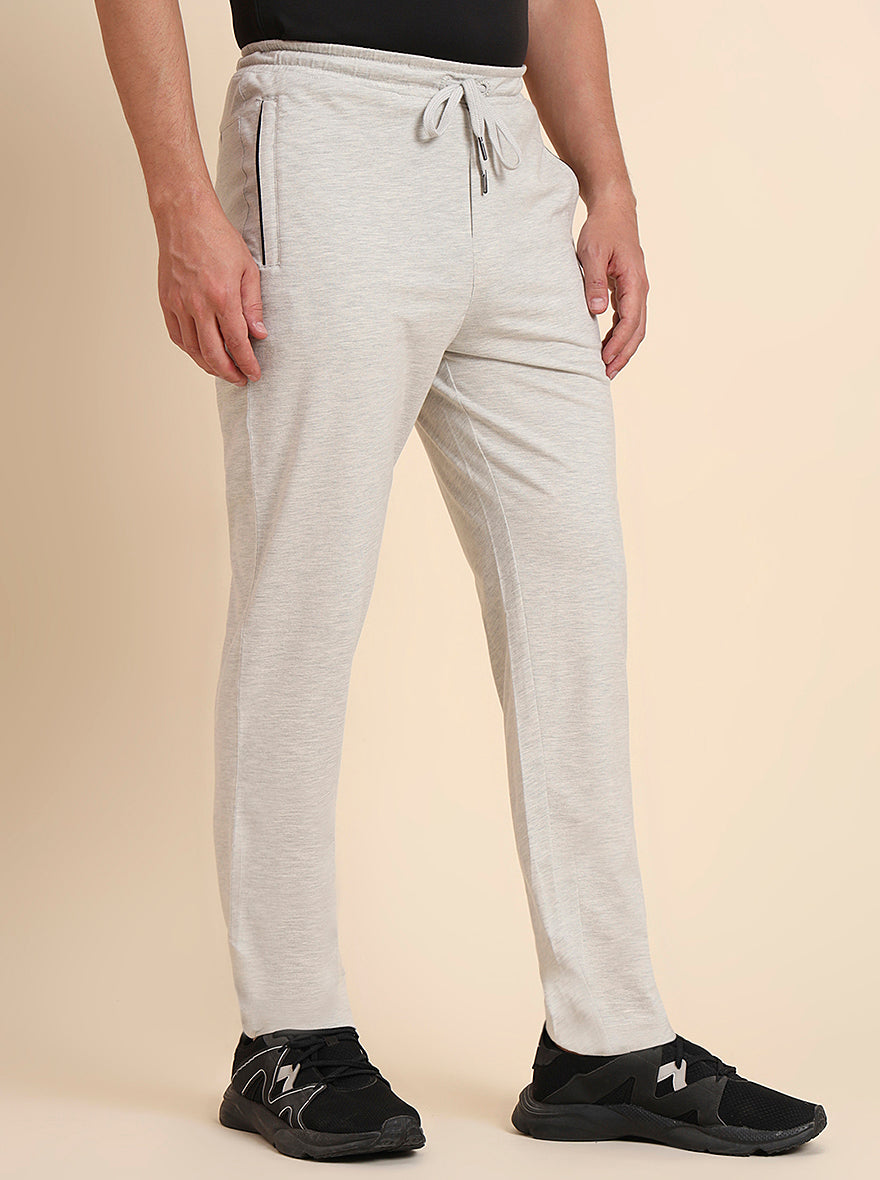 Ecru Solid Regular Fit Track Pant | JadeBlue