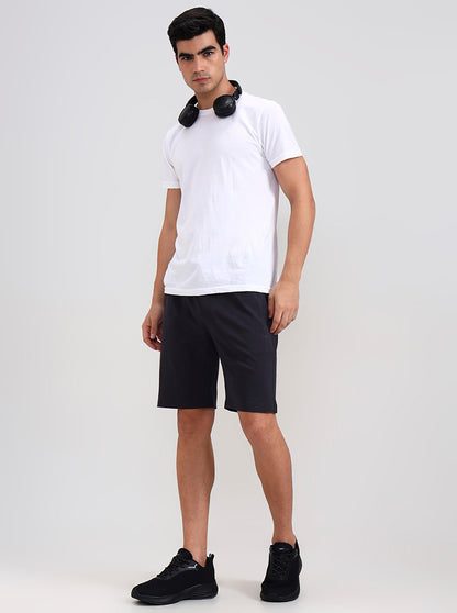 Dark Grey Solid Slim Fit Shorts | JadeBlue
