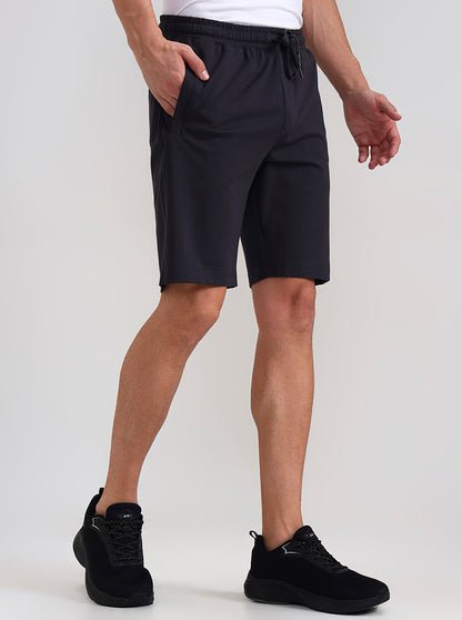 Dark Grey Solid Slim Fit Shorts | JadeBlue