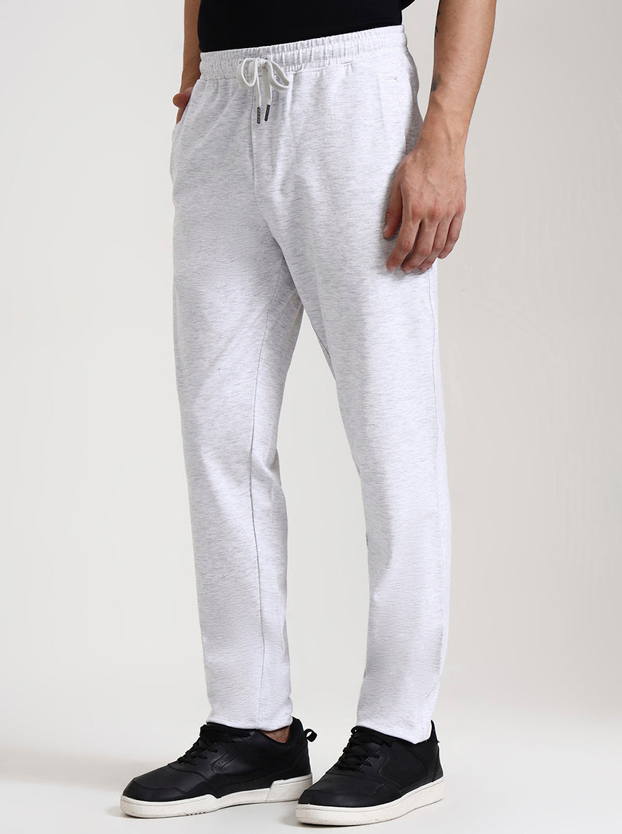 Ecru Solid Slim Fit Track Pant | JadeBlue
