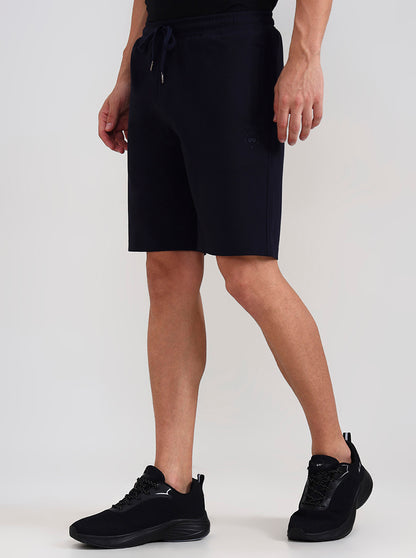Navy Blue Solid Slim Fit Shorts | JadeBlue