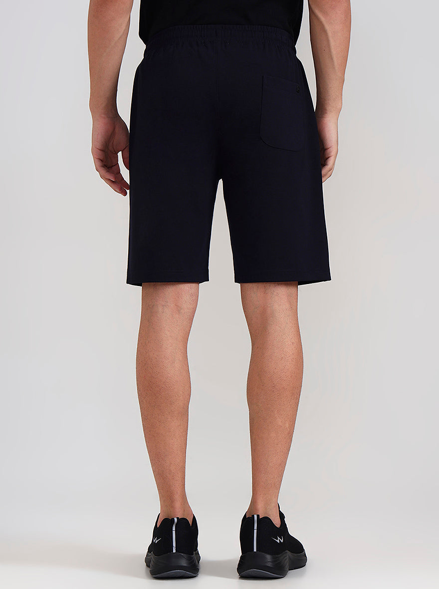 Navy Blue Solid Slim Fit Shorts | JadeBlue