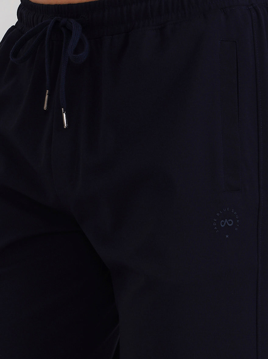 Navy Blue Solid Slim Fit Shorts | JadeBlue