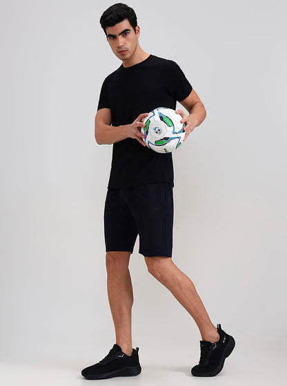 Navy Blue Solid Slim Fit Shorts | JadeBlue