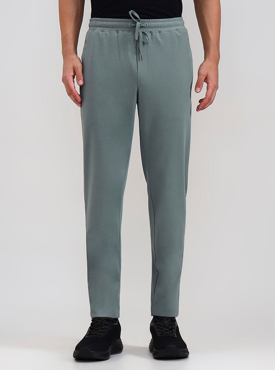 Sea Green Solid Slim Fit Track Pant | JadeBlue
