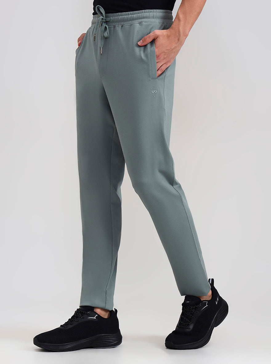 Sea Green Solid Slim Fit Track Pant | JadeBlue