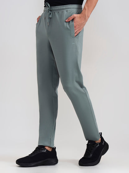 Sea Green Solid Slim Fit Track Pant | JadeBlue