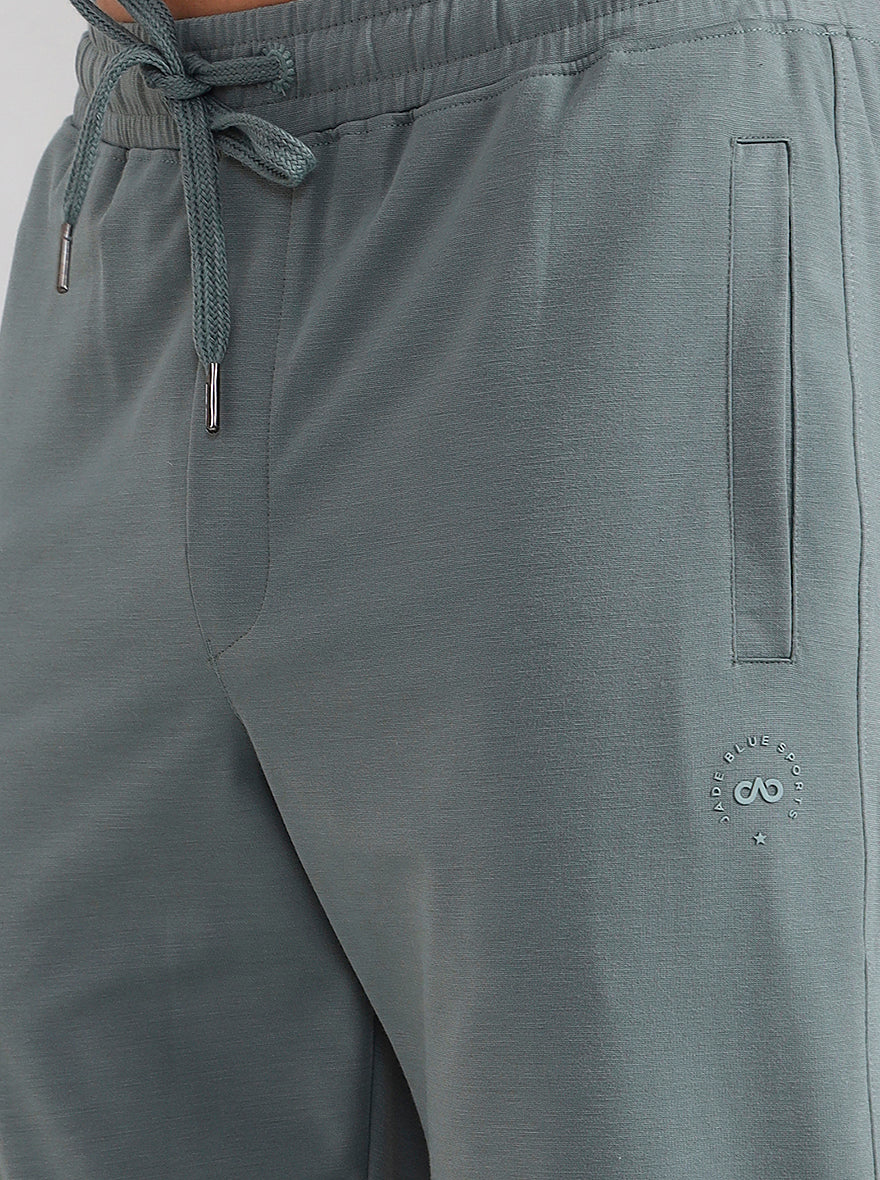 Sea Green Solid Slim Fit Track Pant | JadeBlue