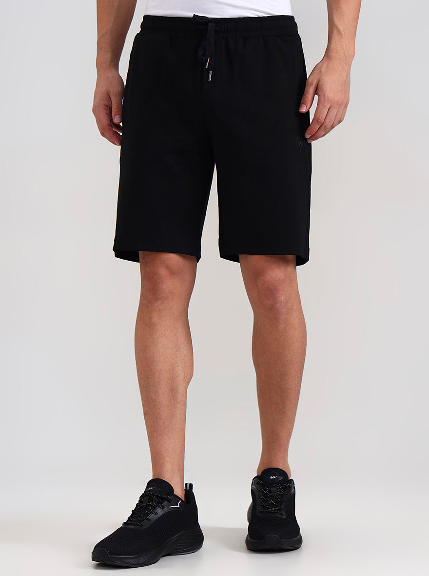 Black Solid Slim Fit Shorts | JadeBlue