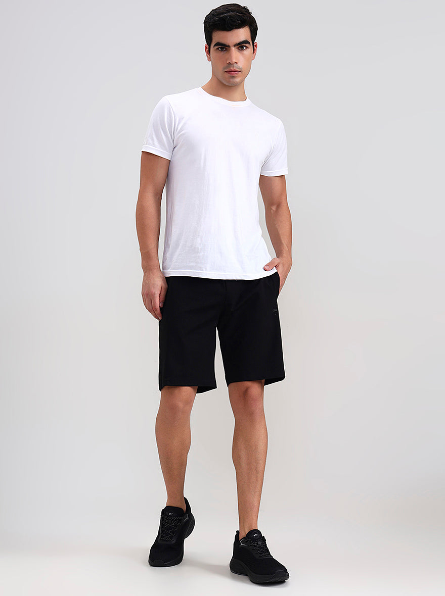 Black Solid Slim Fit Shorts | JadeBlue