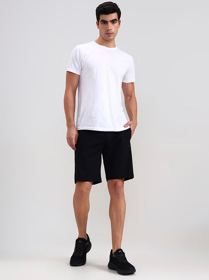 Black Solid Slim Fit Shorts | JadeBlue