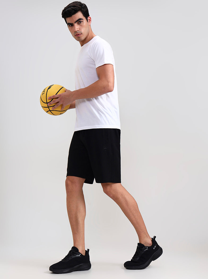 Black Solid Slim Fit Shorts | JadeBlue
