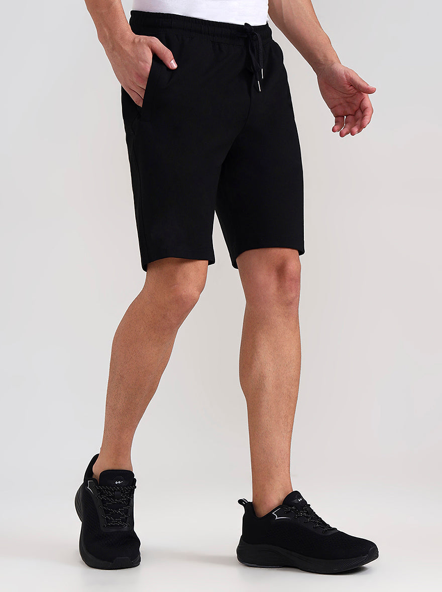Black Solid Slim Fit Shorts | JadeBlue