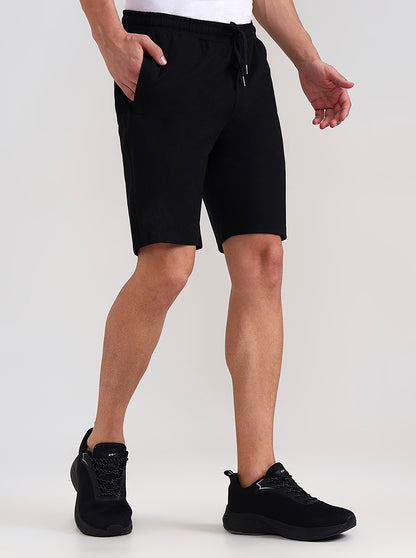 Black Solid Slim Fit Shorts | JadeBlue