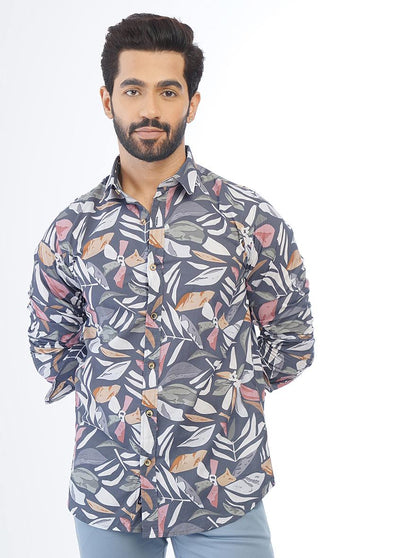 Multicolor Printed Slim Fit Casual Shirt | JadeBlue