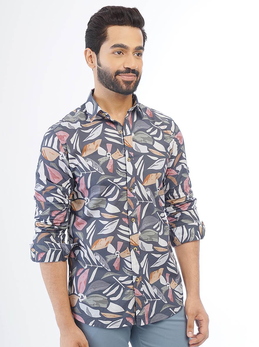 Multicolor Printed Slim Fit Casual Shirt | JadeBlue