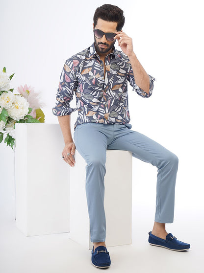 Multicolor Printed Slim Fit Casual Shirt | JadeBlue