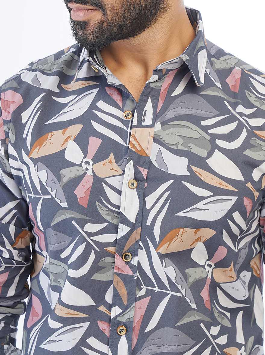 Multicolor Printed Slim Fit Casual Shirt | JadeBlue