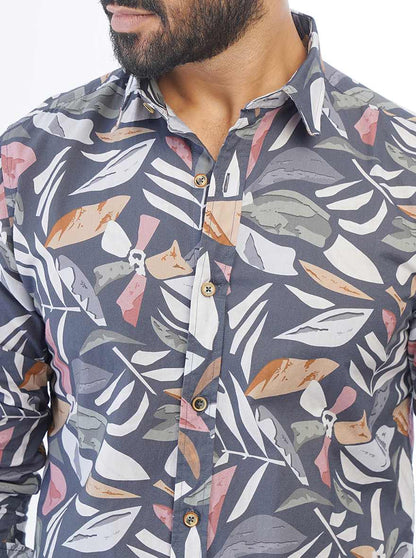 Multicolor Printed Slim Fit Casual Shirt | JadeBlue