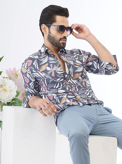 Multicolor Printed Slim Fit Casual Shirt | JadeBlue