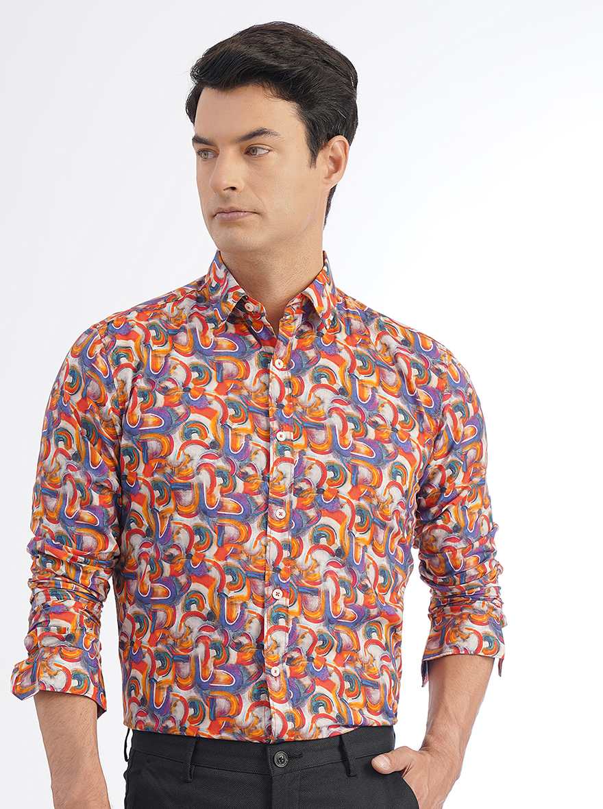 Multicolor Printed Slim Fit Casual Shirt | JadeBlue