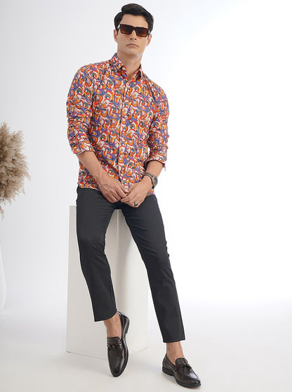 Multicolor Printed Slim Fit Casual Shirt | JadeBlue