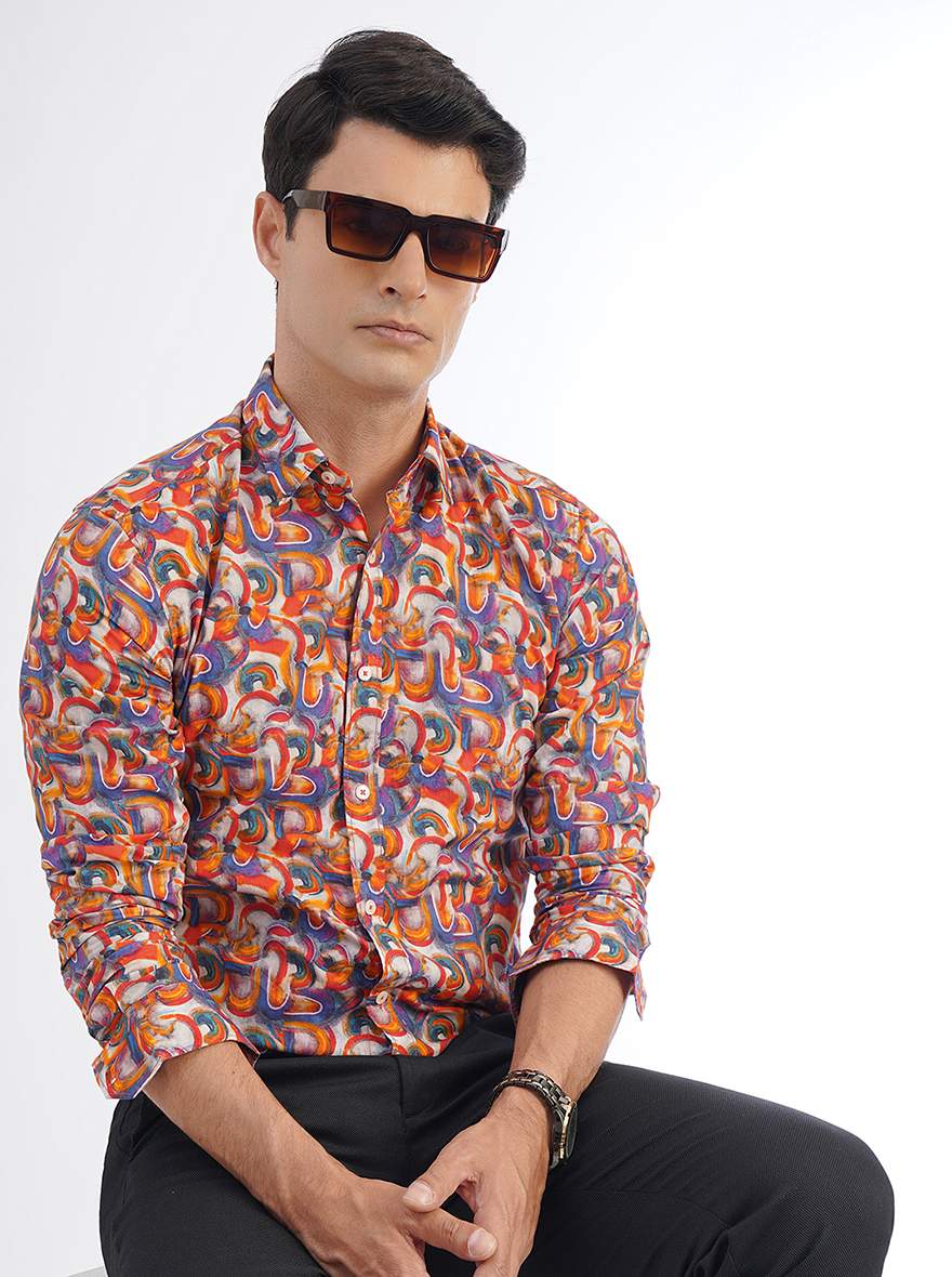 Multicolor Printed Slim Fit Casual Shirt | JadeBlue