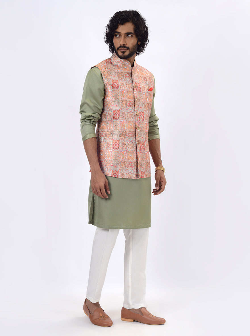 Orange Bandhgala Jacket | Azania