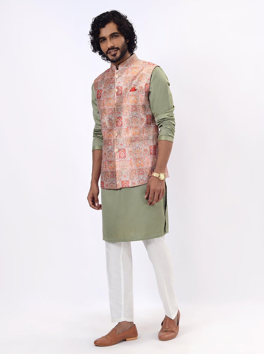 Orange Bandhgala Jacket | Azania