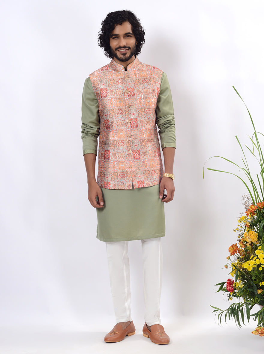Orange Bandhgala Jacket | Azania