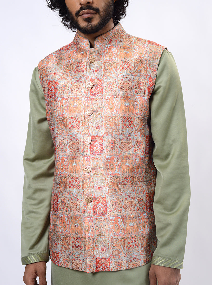 Orange Bandhgala Jacket | Azania