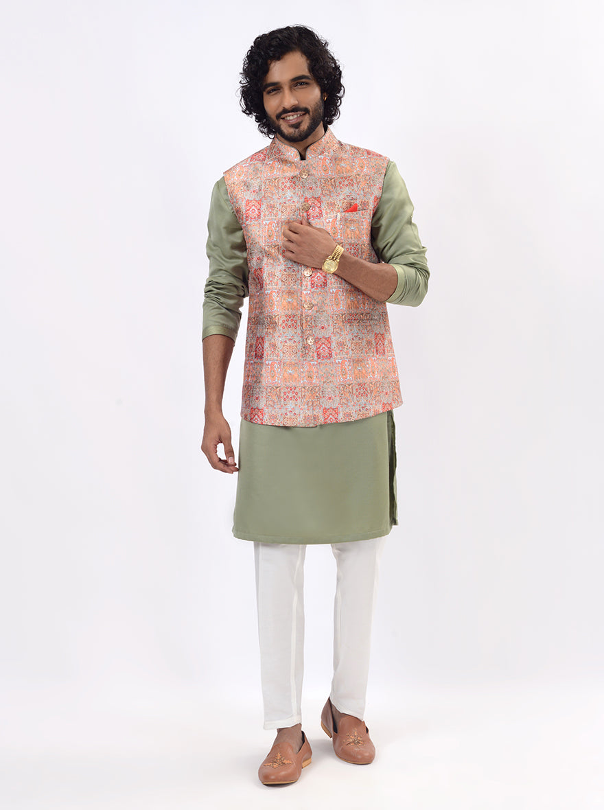Orange Bandhgala Jacket | Azania