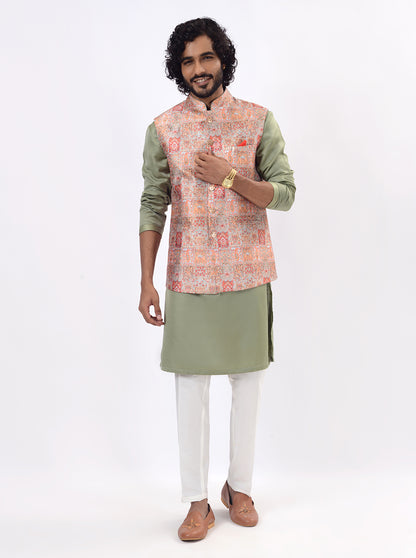 Orange Bandhgala Jacket | Azania