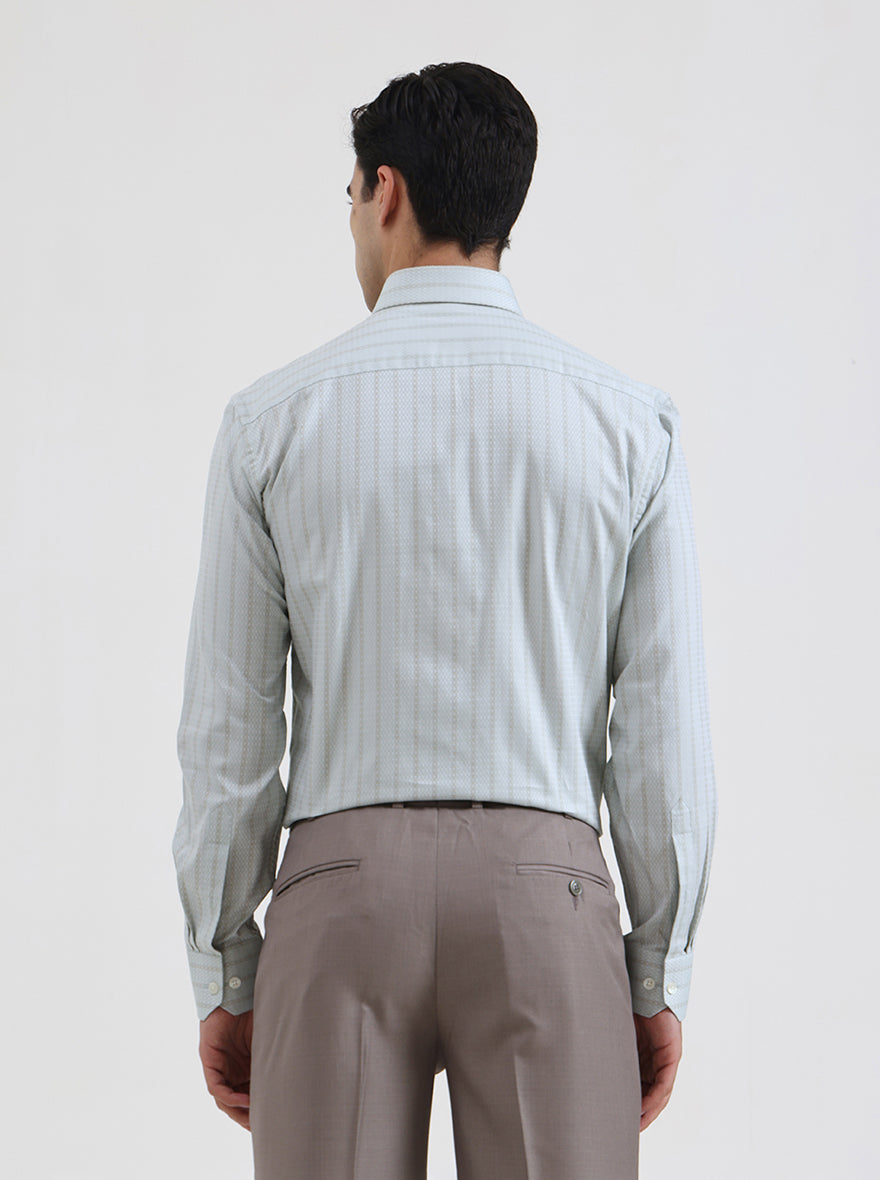 Pista Green Striped Regular Fit Formal Shirt | JadeBlue