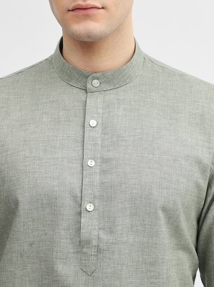 Green Solid Modi Kurta | JadeBlue
