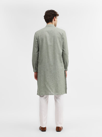 Green Solid Modi Kurta | JadeBlue
