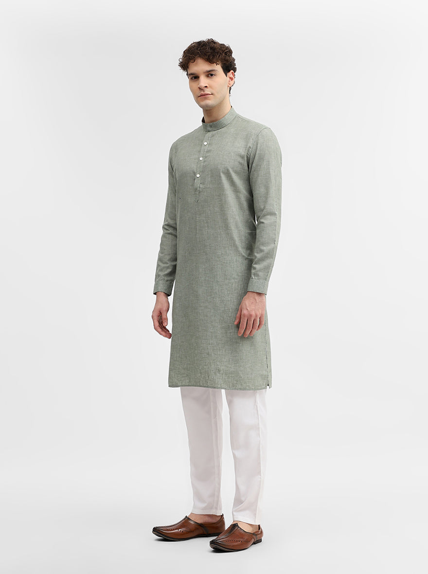 Green Solid Modi Kurta | JadeBlue