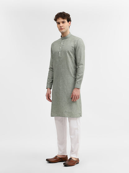 Green Solid Modi Kurta | JadeBlue