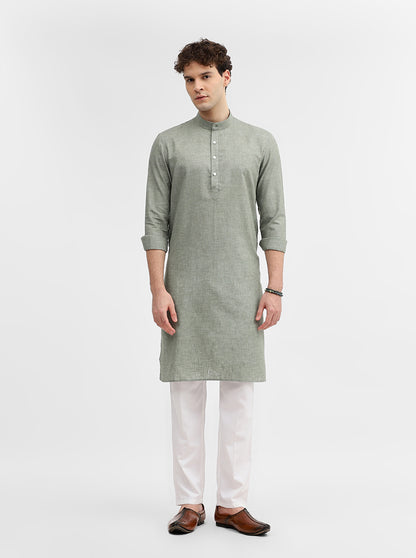 Green Solid Modi Kurta | JadeBlue