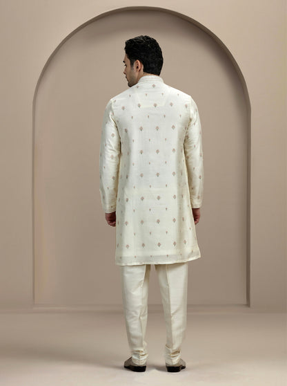 Cream Embroidered Kurta Pajama | Virasana