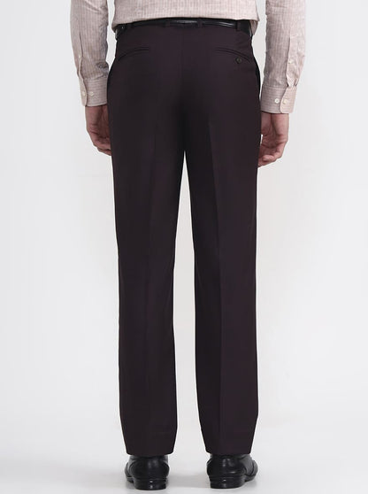 Wine Solid Regular Fit Formal Trouser | JadeBlue