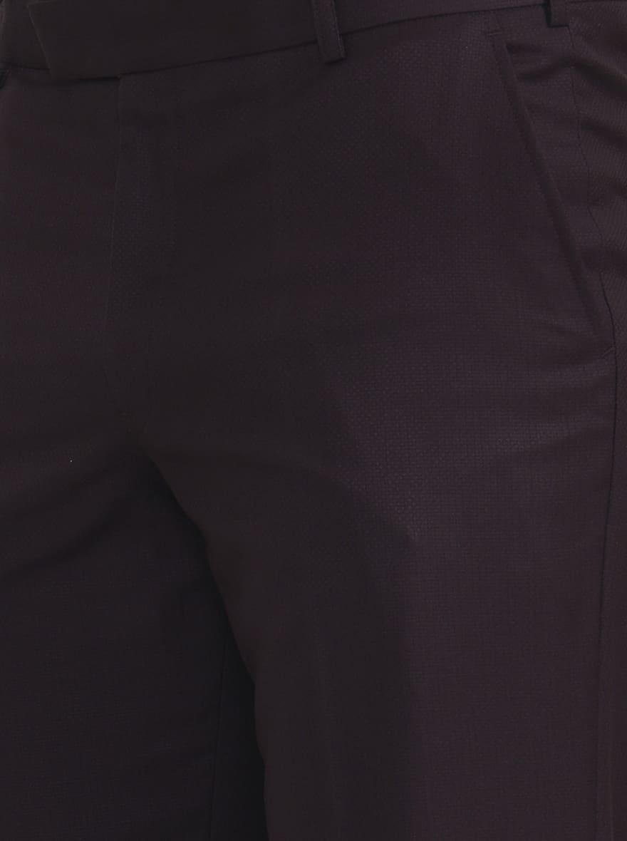 Wine Solid Regular Fit Formal Trouser | JadeBlue