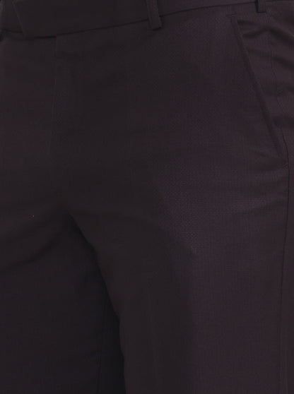 Wine Solid Regular Fit Formal Trouser | JadeBlue