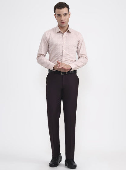 Wine Solid Regular Fit Formal Trouser | JadeBlue