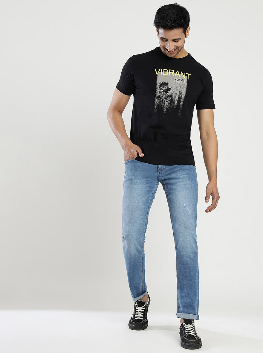 Blue Washed Straight Fit Jeans | Greenfibre