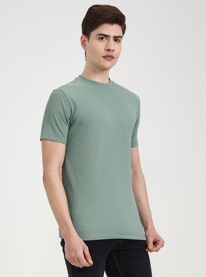 Green Striped Slim Fit T-Shirt | Greenfibre