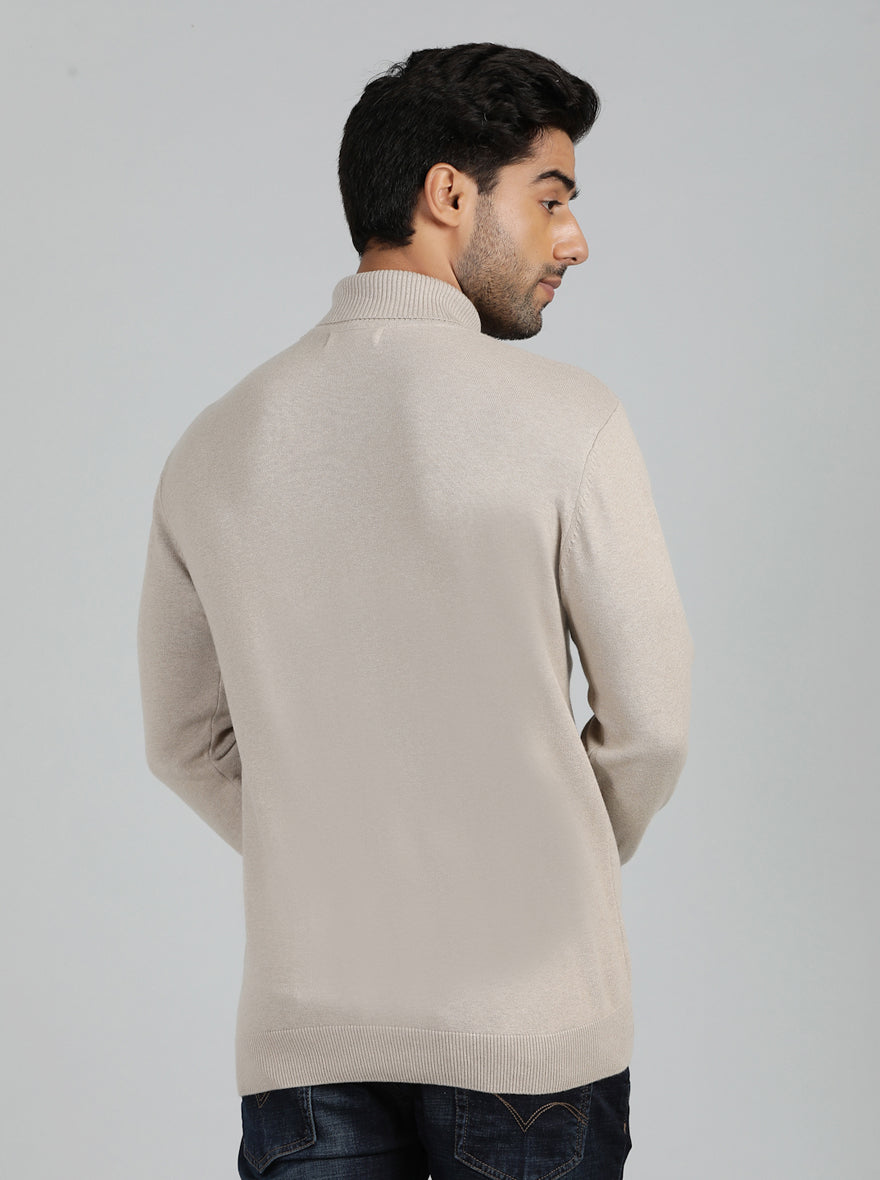 Grey Solid Slim Fit Winter T-Shirt | JadeBlue