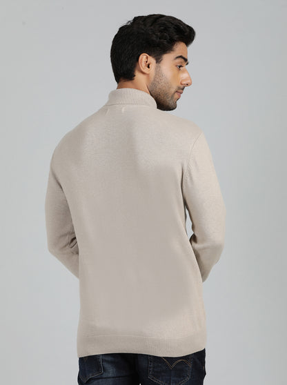 Grey Solid Slim Fit Winter T-Shirt | JadeBlue